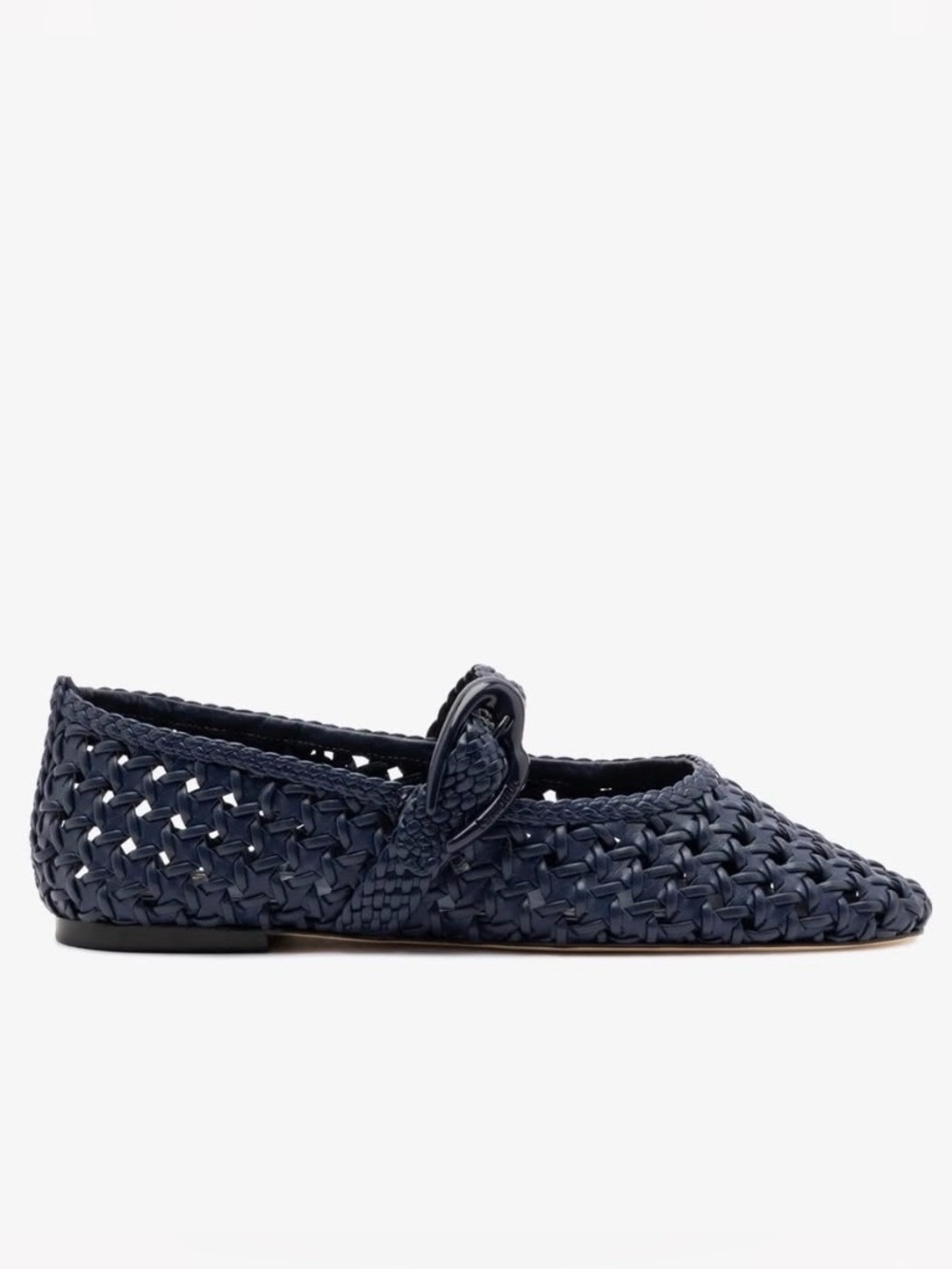 NEW Larroude Verona New Macrame Ballet Flat In Navy Leather